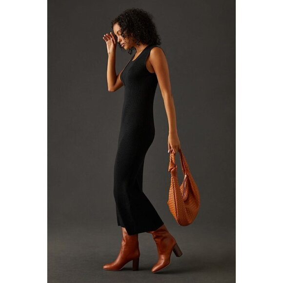 NWT Anthropologie Favorite Daughter Gemini Dress M $298 Black Cashmere Blend - Picture 3 of 11